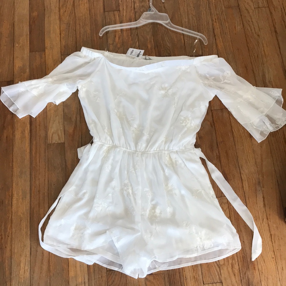 White embroidered romper